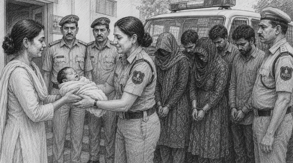 One-Month-Old Baby Girl Rescued After Alleged Kidnapping and Trafficking Attempt