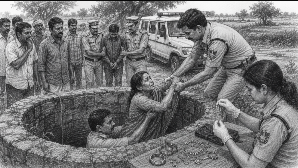 Elderly Woman Robbed and Pushed into Well; Survives 21 Hours in Telangana