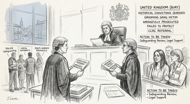 United Kingdom (Bury): Grooming Gang Victim’s Historic Convictions Quashed