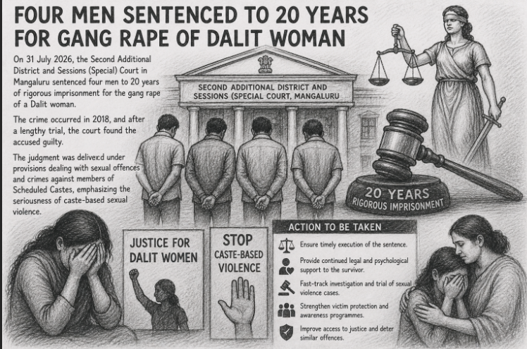 Four Men Sentenced to 20 Years for Gang Rape of Dalit Woman