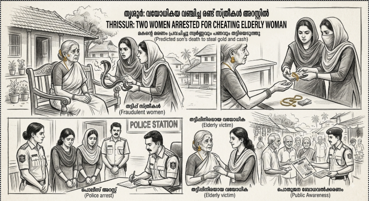 Thrissur — Elderly woman cheated of gold and cash